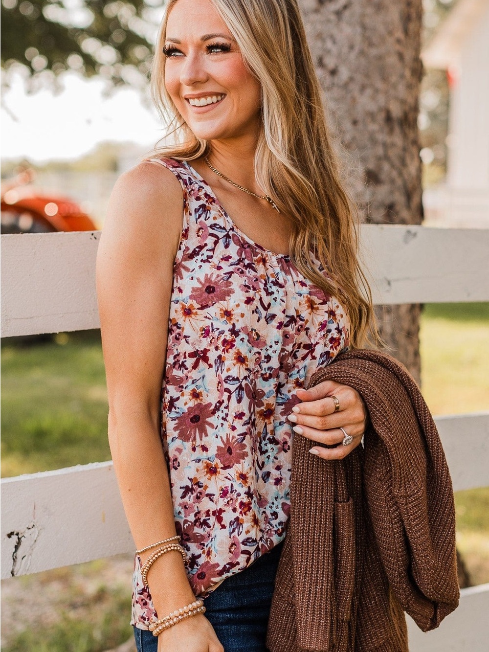 🌺PULSE SEEING THE BEAUTY FLORAL TANK TOP- MAUVE